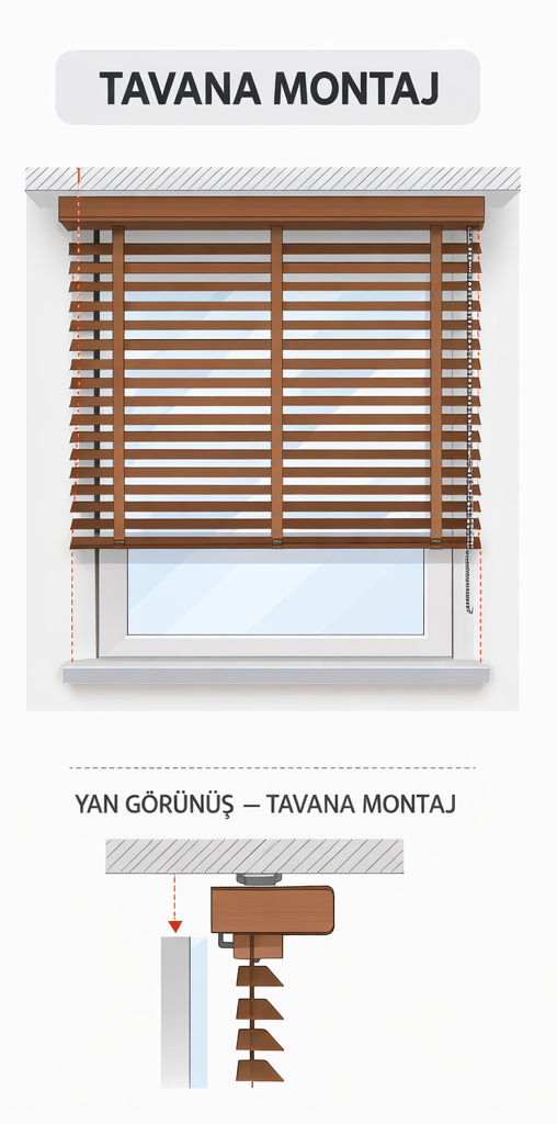 Tavana montaj ölçü diyagramı